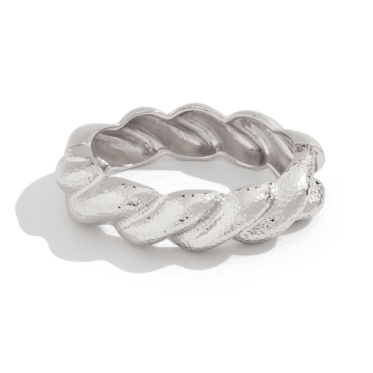 Exaggerated Wide Hammered Finish Bangle Bracelet Set