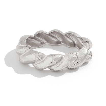 Exaggerated Wide Hammered Finish Bangle Bracelet Set