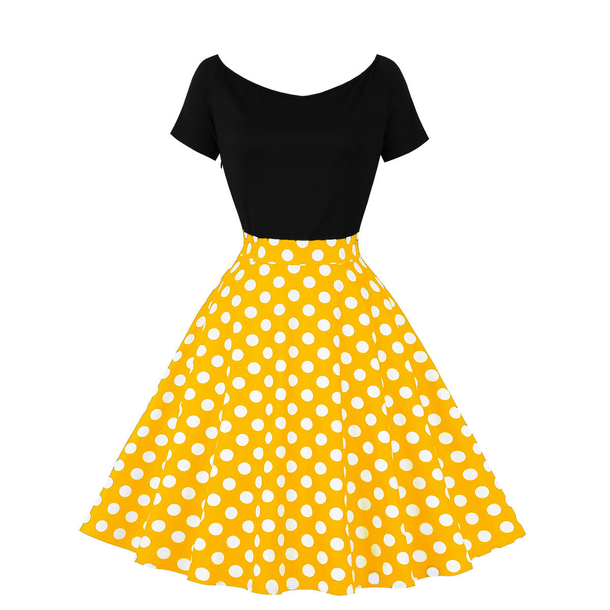 Retro Polka Dot Maxi Dress Cotton Splicing Elegant Style