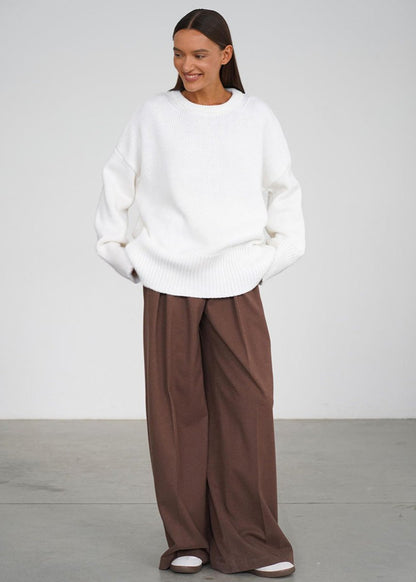 Oversized Knit Sweater Soft Gray Minimalist