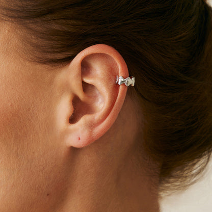 Sea Star Shell C-Shaped Earrings With Floral Design