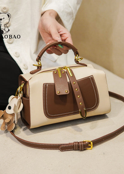 Two Tone Structured Mini PU Leather Satchel