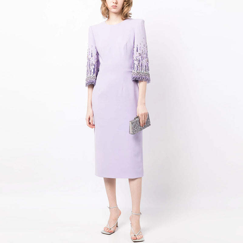 Beaded Gem Embellished Midi Dress