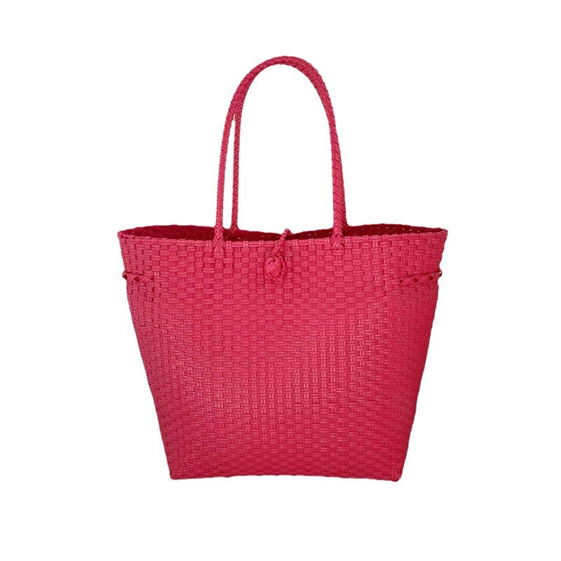 Woven Tote Bag Stylish Casual Beach Bag PVC Material