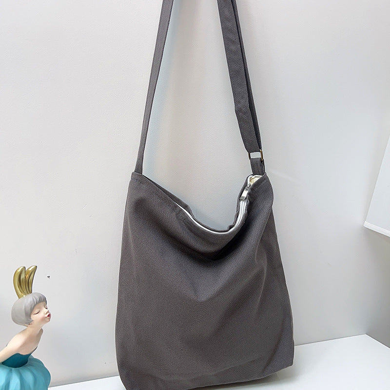 Canvas Crossbody Bag Simple Versatile Large Capacity Adjustable Shoulder Bag