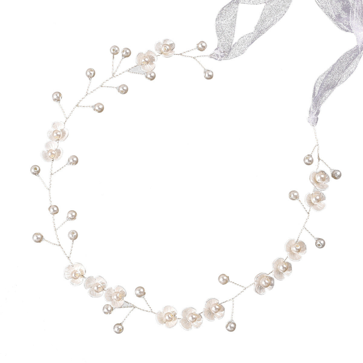 Bridal Pearl Floral Headband Handmade Soft Hair Accessory