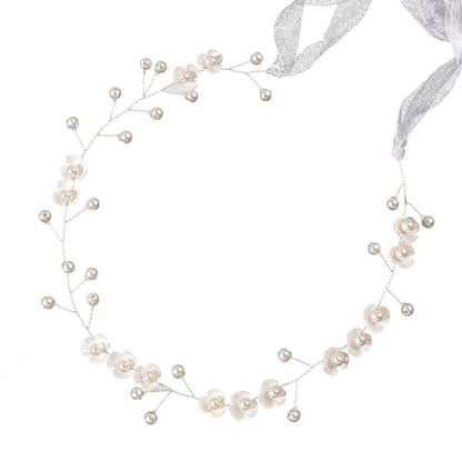 Bridal Pearl Floral Headband Handmade Soft Hair Accessory