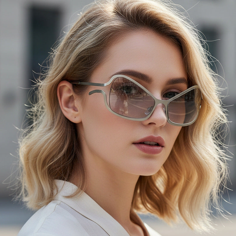 Trendy Y2K Metal Sunglasses Hip Hop Style Shaped Shades