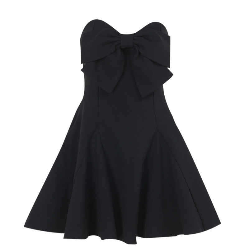Sexy Bow Tie Strapless Bodycon Mini Dress