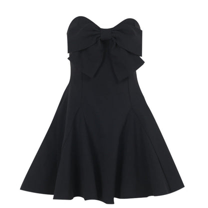 Sexy Bow Tie Strapless Bodycon Mini Dress