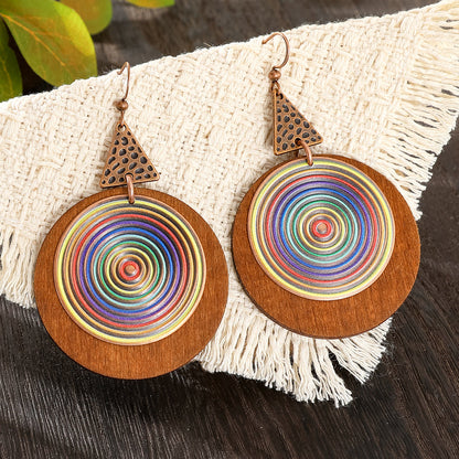 Bohemian Holiday Style Geometric Earrings Colorful Statement Earrings