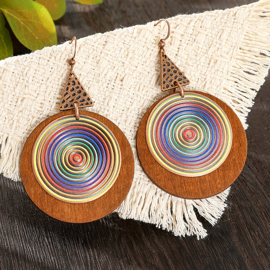 Bohemian Holiday Style Geometric Earrings Colorful Statement Earrings