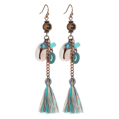 Bohemian Style Gemstone Tassel Earrings for Women