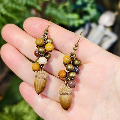 Vintage Botanical Wood Hoop Earrings - Handcrafted Nature-Inspired Designs