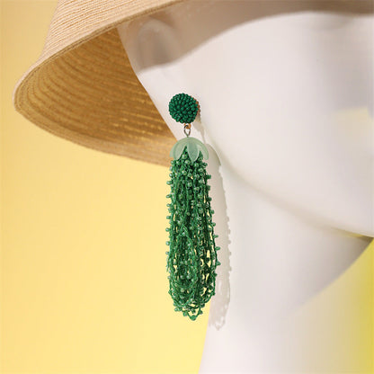 Long Beaded Fringed Earrings Women'S Vintage Bohemian Earrings