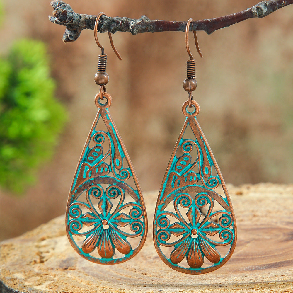 Bohemian Leaf Drop Earrings Vintage Alloy Jewelry