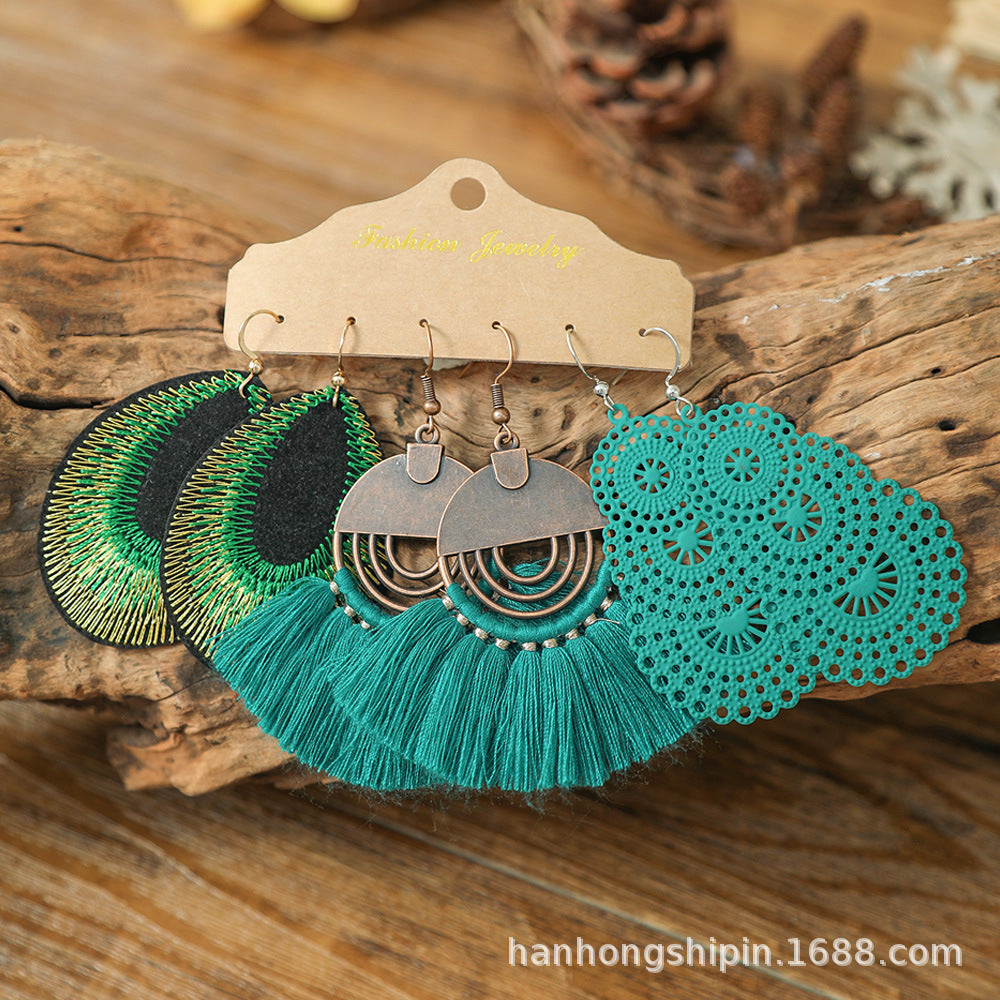 Colorful Bohemian Tassel Earrings Handmade Zinc Alloy Jewelry