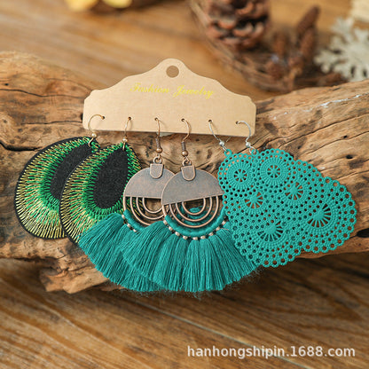 Colorful Bohemian Tassel Earrings Handmade Zinc Alloy Jewelry