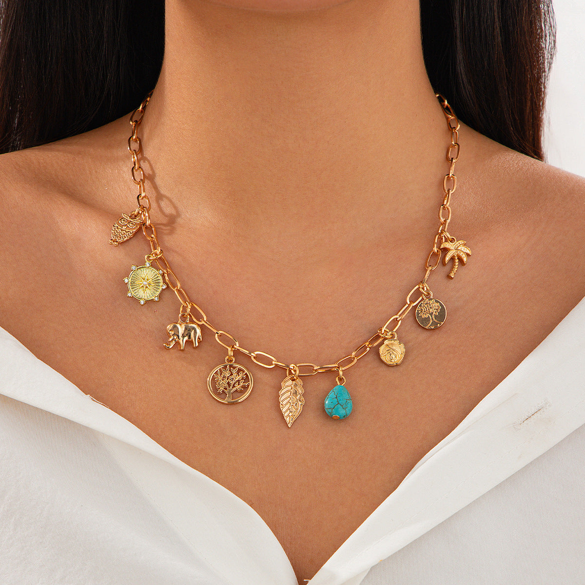 Ocean-Inspired Mermaid Tail Faux Pearl Tassel Necklace