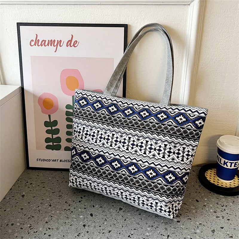 Canvas Tote Bag Vintage Style Printed Shoulder Bag