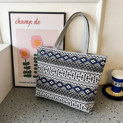 Canvas Tote Bag Vintage Style Printed Shoulder Bag