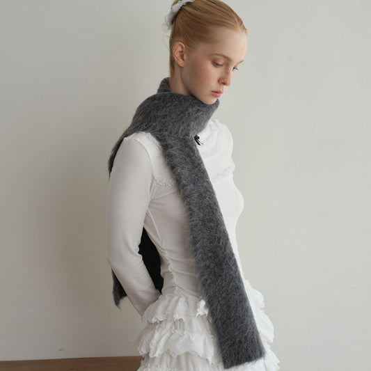 Classic Solid Knit Alpaca Scarf for Women