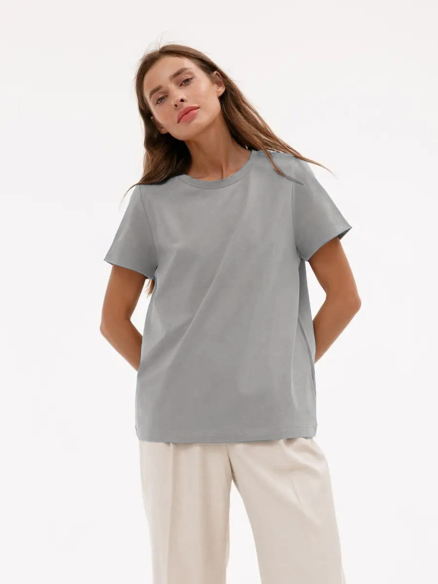 Casual Solid Cotton Short Sleeve T-Shirt for Everyday Wear