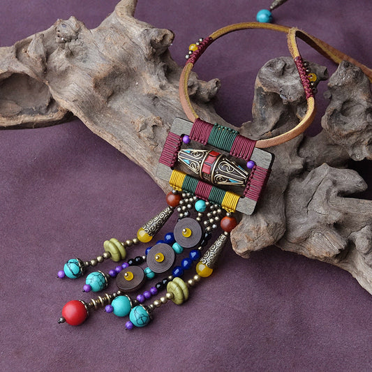 Ethnic Style Creative Necklace Tassel Necklace Temperament Pendant Necklace Vintage Sweater Chain