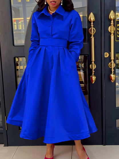 Women鈥檚 Elegant A-Line Dress With Belt