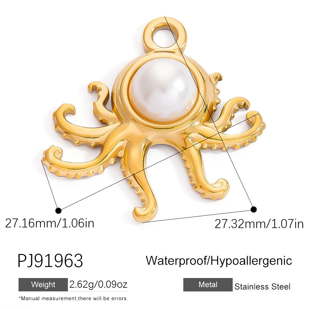 Stainless Steel Ocean-Themed DIY Flower Pendant Jewelry