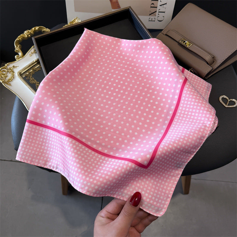 Simple Polka Dot Square Silk Scarf