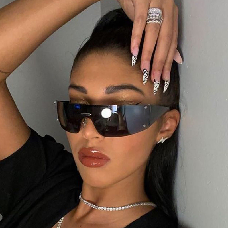 Y2K Star Shaped Rimless Sunglasses Trendy Outdoor Eyewear