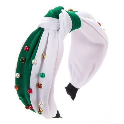 Christmas Pearl Headband with Rhinestones for Women