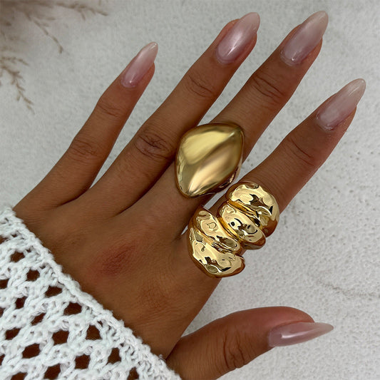 Trendy Geometric Metal Rings Set For Women