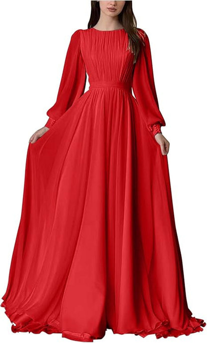 Elegant Long Sleeve A-Line Dress In White