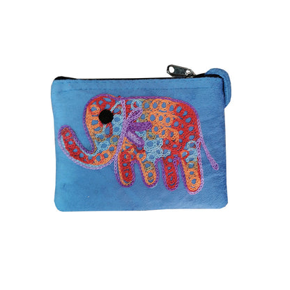 Nepali Hand-Embroidered Suede Ethnic Style Mini Coin Purse Pocket Card Bag Short Fabric Coin Bag