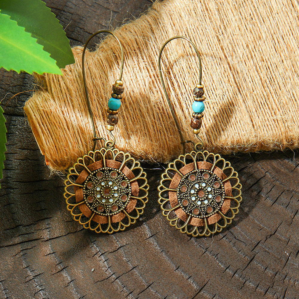 Bohemian Style Hollow Circle Drop Earrings for Women