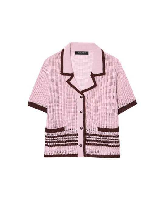 Simple Knitted Collared Top and Shorts Set