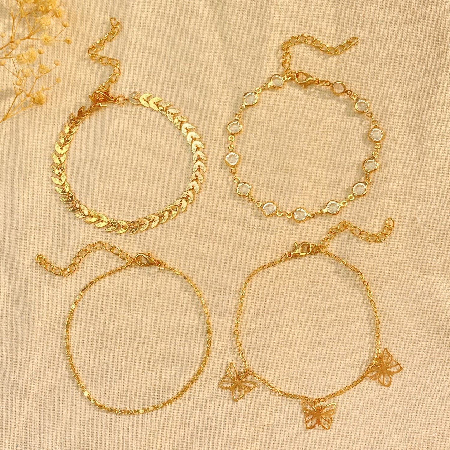 Hellow Out Butterfly Rhinestones Anklet