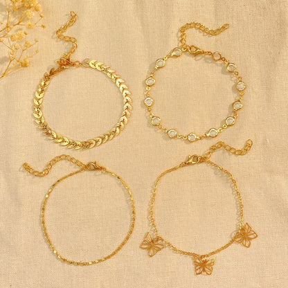 Hellow Out Butterfly Rhinestones Anklet
