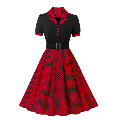 Psychedelic Polka Dot Belted Dress