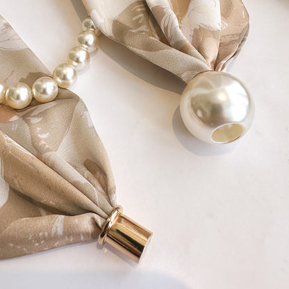 Elegant Magnetic Clasp Pearl Necklace Scarf