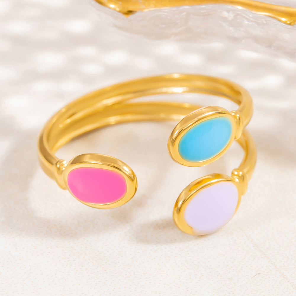 Floral Design Stainless Steel Adjustable Ring for Women