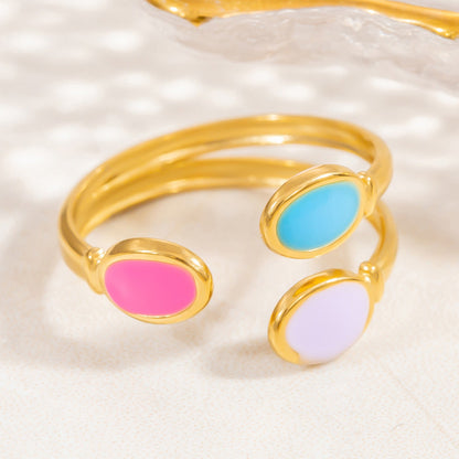 Floral Design Stainless Steel Adjustable Ring for Women
