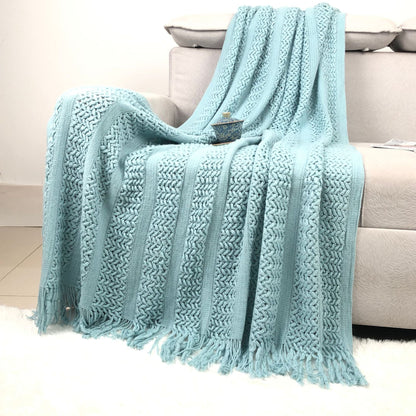 Solid Color Cozy Cable Knit Sofa Blanket