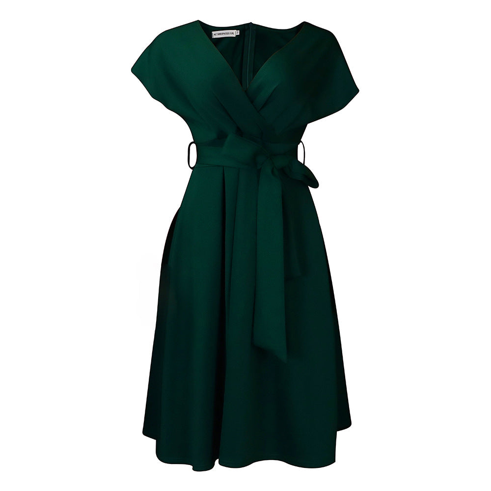 Sexy A-Line Dress With Deep V-Neck For Women
