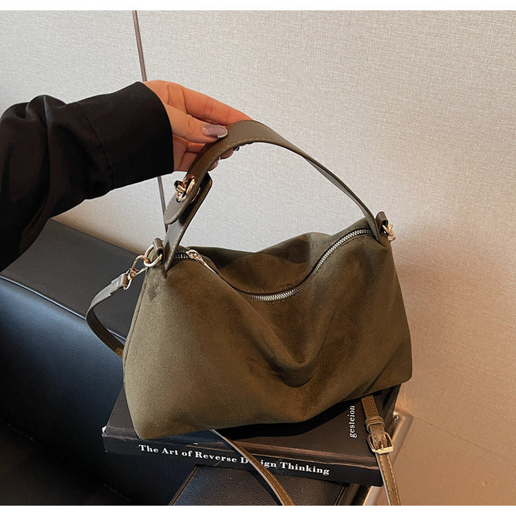 Vintage-Inspired Suede Crossbody Bag Stylish Daily Use
