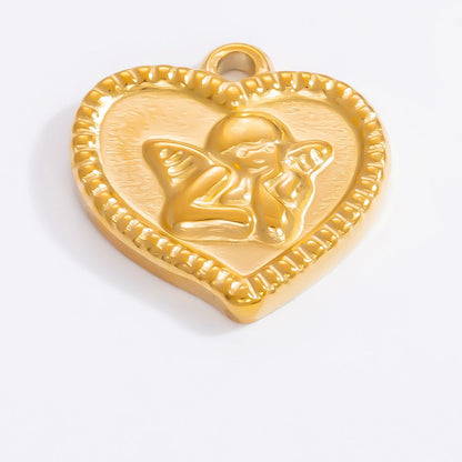 Heart-Shaped Stainless Steel 18K Gold Necklace Pendant DIY Jewelry