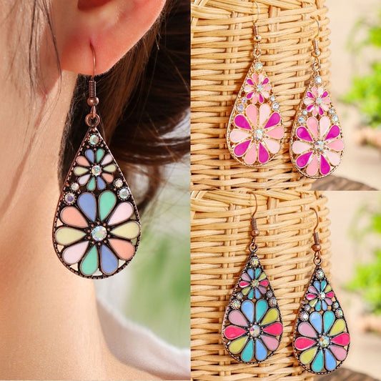 Colorful Alloy Drop Earrings Bohemian Style Fashionable Accessories