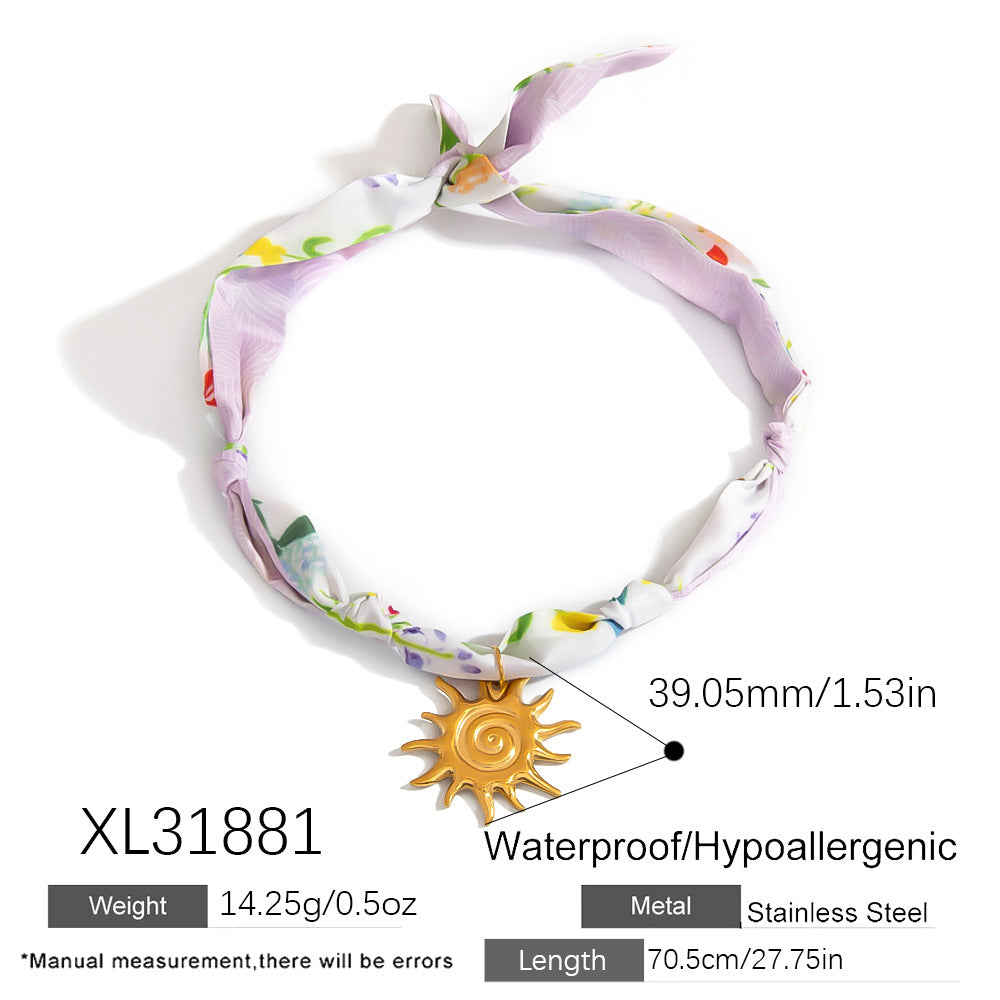 Stainless Steel Scarf Necklace with Fruit and Animal Pendants